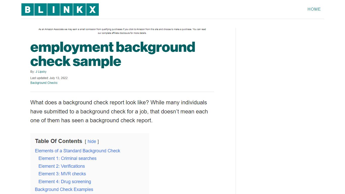 employment background check sample - Blinkx
